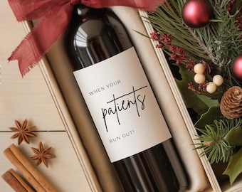 Regalo para enfermera, médico, profesión médica, etiqueta de vino, agradecimiento, regalo de graduación de Navidad.