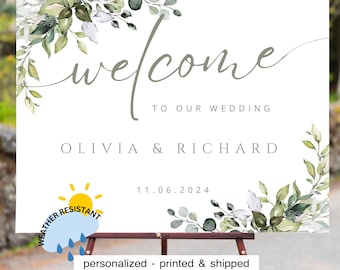 Eucalyptus Wedding Welcome Sign: Personalized Printed & Shipped