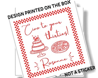 Caja de pizza personalizada Ciao de cumpleaños, con nombre y edad personalizados, impresa y enviada