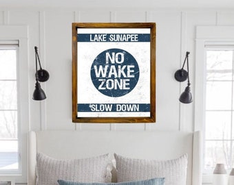 No Wake Zone Custom Sign, Rustic Lake Sign, Lake House Decor, Wooden Sign, Above the Bed