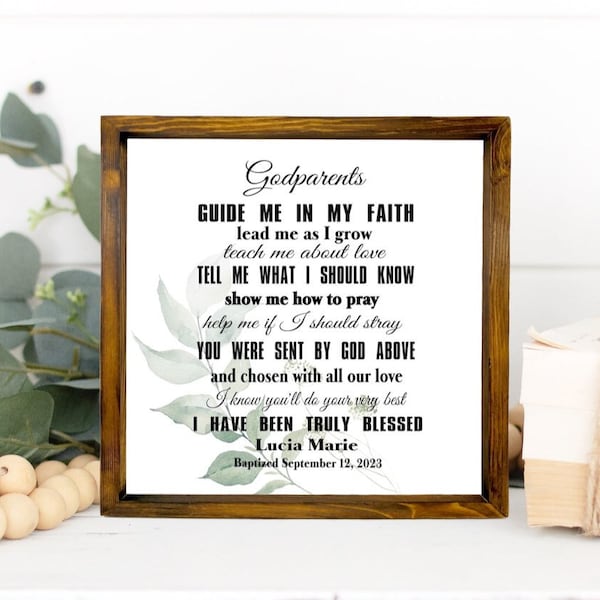 Godparent Gift, Personalized Godparent Sign, Gift for Godparents, Godparent Poem, Baptism, Christening Gift, Godfather gift, God Mother Gift