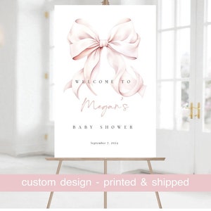 Baby Shower Welcome Sign, Baby Shower Signs, Baby Girl Pink Bow design, Baby Shower Sign, Shower Welcome Sign