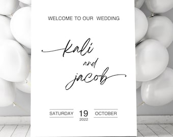 Wedding Welcome Sign, Wedding Sign, Welcome To Our Wedding, Minimalist Modern, Wedding Sign Board,  Wedding Outdoor Sign, Modern Calligraphy