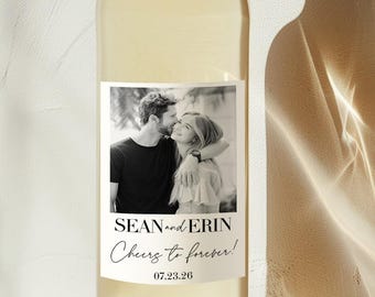Custom Photo Wine Label, Wedding Favor, Personalized Engagement, Night Before, Anniversary