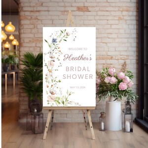 Wildflower Bridal Shower Welcome Sign: Personalized, Printed and Shipped image 2