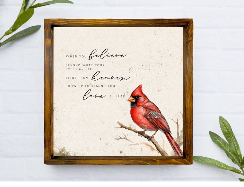 Cardinal Sign, Sympathy gift, Memorial Sign, When You Believe Cardinal Beyond What Your Eyes Can See Signs From Heaven Love Never Dies image 3