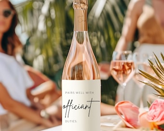 Ideal para las funciones del oficiante, etiqueta para botella de vino, boda, regalo para el oficiante