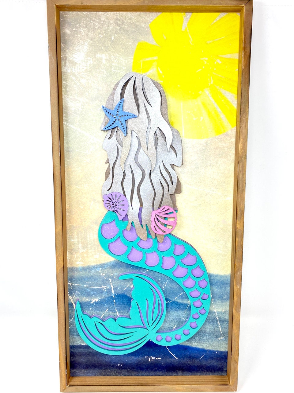Layered Wooden Mermaid Wall Art: Coastal Beach House Decor