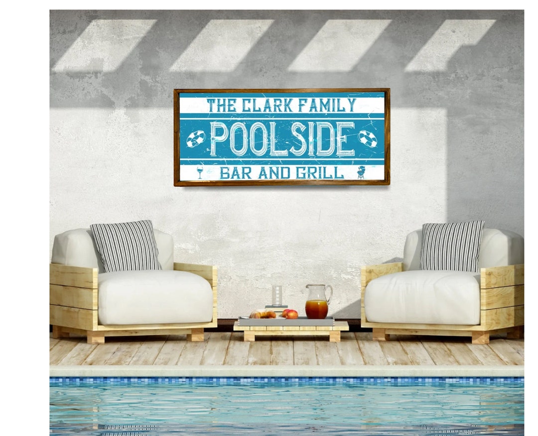 Poolside Bar & Grill Sign Personalized Custom Poolside Bar Etsy