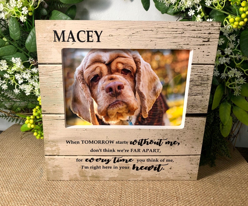 Pet Sympathy Bereavement When Tomorrow Starts Without Me Personalized Dog Memorial Gift Cat memorial picture Frame Pet Loss Gift