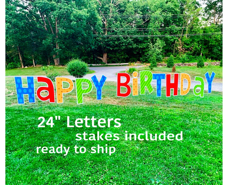 Happy Birthday Letters Yard Sign Yard Letters 24 Etsy