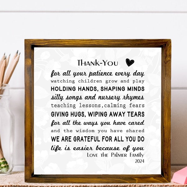 Care Giver Babysitter Childcare Day Care Poem a Mother's Thank you Nanny babysitter Sign for caregiver poem for babysitter daycare provider