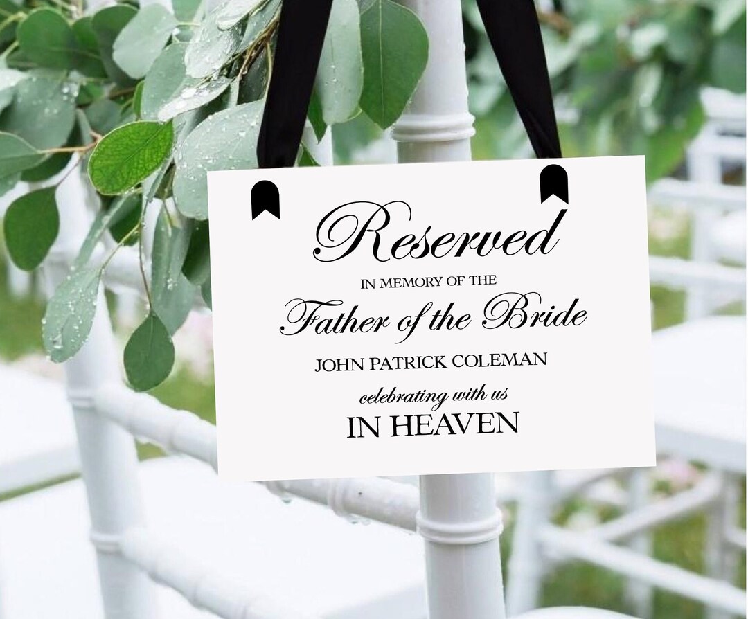 Wedding Memorial Chair Sign – Save A Seat In Heaven, Linen 49x14 Inch, Rustic Wedding Decor - View #5
