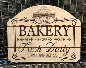Fresh Bread Vintage Sign  Antique Style Metal Sign Kitchen Bakery Sign 