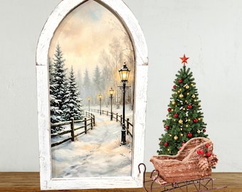 Christmas Wall Art, Winter Landscape Decor, Festive Holiday Print, Cozy Traditional Christmas Home Décor