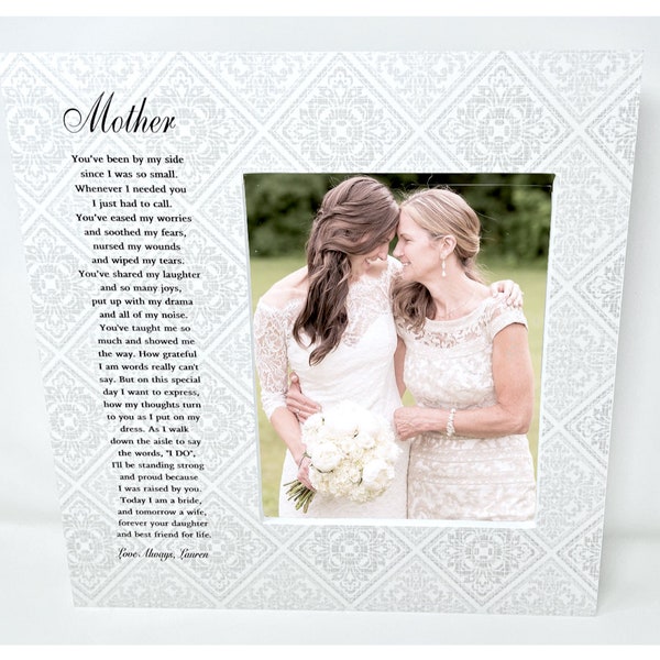 Mother of the Bride Gift, Gift from Daughter, Personalized Wedding Frame for Mom, Groom Mother Wedding Gift, Gift from Son