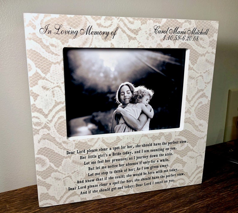 Personalized In Loving Memory Mom Mother Wedding Picture Frame Sign Of Bride 5x7 Photo
