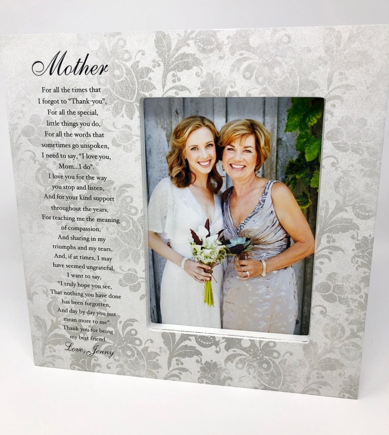Mother of the Bride Gift, Gift from Daughter, Personalized Wedding Frame for Mom, Groom Mother Wedding Gift, Gift from Son image 1