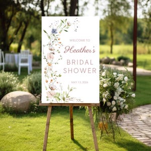 Wildflower Bridal Shower Welcome Sign: Personalized, Printed and Shipped image 3