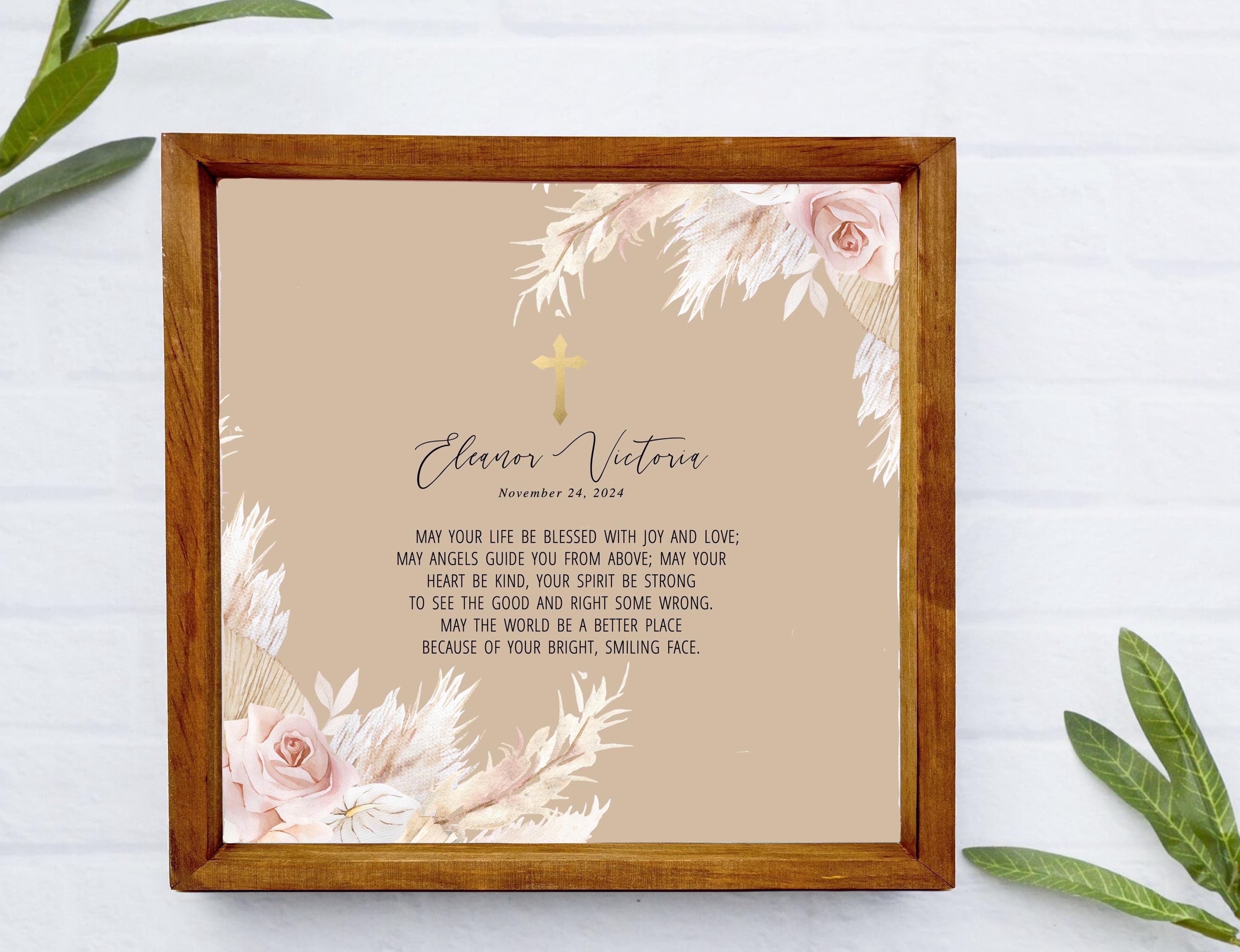 Baptism Gift Girl, Personalized, Baby Girl Gift, Nursery Wall Art, Godchild Baptism Sign, Dedication Gift, Nursery Decor, Christening