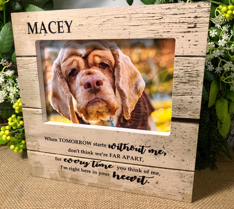Pet Sympathy Bereavement When Tomorrow Starts Without Me Personalized Dog Memorial Gift Cat memorial picture Frame Pet Loss Gift