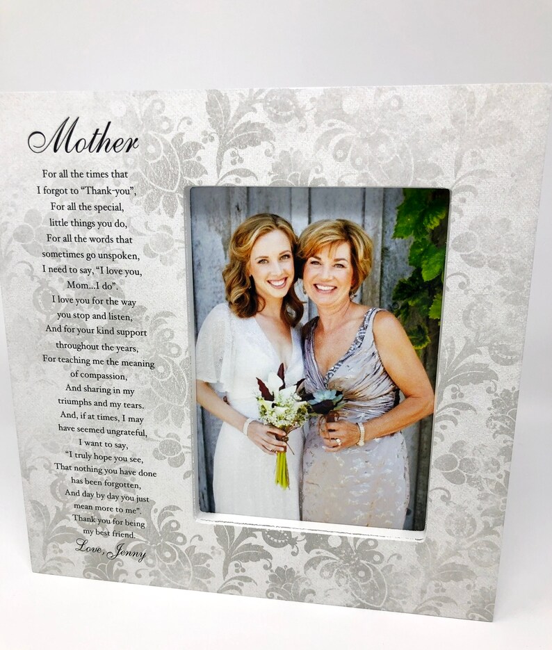 Mother of the Bride Gift, Gift from Daughter, Personalized Wedding Frame for Mom, Groom Mother Wedding Gift, Gift from Son image 3