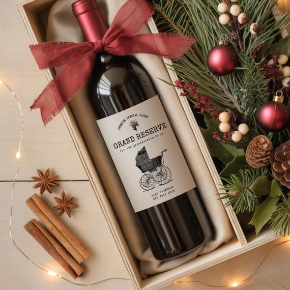 Pregnancy Announcement you're gonna be grandparents Wine Label, Custom Baby Reveal