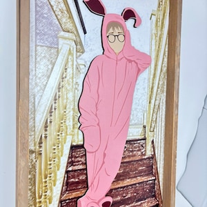 Ralphie Pink Nightmare Sign,  Pink Bunny, Fun Holiday Decor, A Christmas Story Wall Art, Christmas Movie Decor