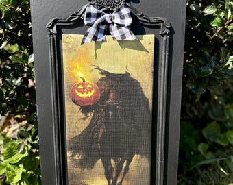 Halloween Wall Decor, Headless horseman, Black Frame, Gothic, dark moody, sleepy hollow