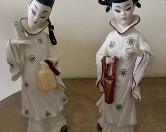 VIntage mid century musical Japanese Geishas porcelain collectible Figurines