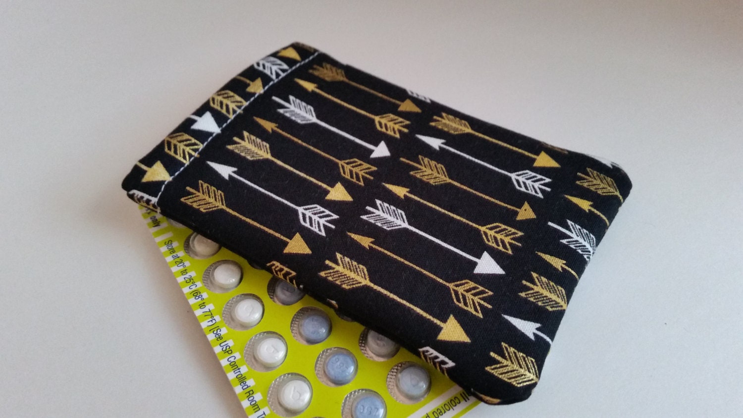 Birth Control Case Sleeve Golden Arrows Etsy