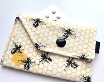 Birth Control Case Sleeve with Snap Closure - Bees upon bees