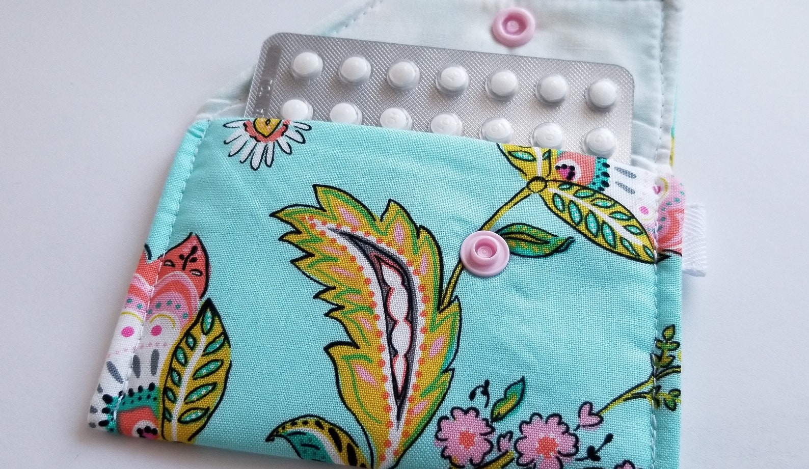 Birth Control Case Sleeve With Snap Closure Pretty Blooms on Etsy