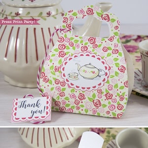 Tea Party Purse Favor Box Printable, Tea Party Favor Box, Garden Tea Party, Tea Party Supplies, Gift Box, Printable Box, INSTANT DOWNLOAD