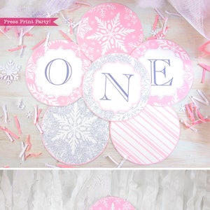Winter Onederland Banner Printable, Pink, Silver Snowflakes, Girl First ...