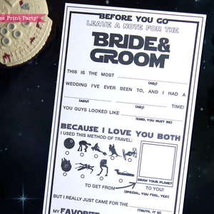 Imprimibles de Star Wars Wedding Mad Libs, Tarjetas de consejos matrimoniales, Boda nerd, Boda geek, Ciencia ficción, Libro de visitas Madlibs, 4 de mayo, DESCARGA INSTANTÁNEA imagen 1