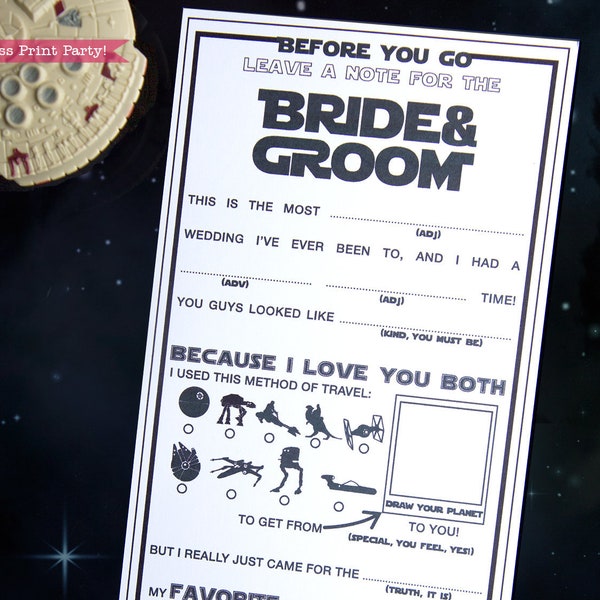 Star Wars Wedding Mad Libs Printables, Marriage Advice Cards, Nerd Wedding, Geek Wedding, Scifi, Guest Book Madlibs, May 4, INSTANT DOWNLOAD
