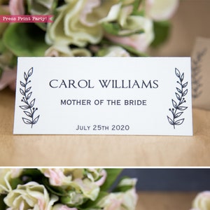 Tarjetas de lugar de boda imprimibles, con números de mesa, diseño de hojas, plantilla de tarjeta de lugar, tarjetas de tienda, caligrafía, rústico, kraft, DESCARGA INSTANTÁNEA