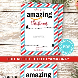 EDITABLE Amazon Gift Card Holder Christmas Printable Template, 5x7 ...