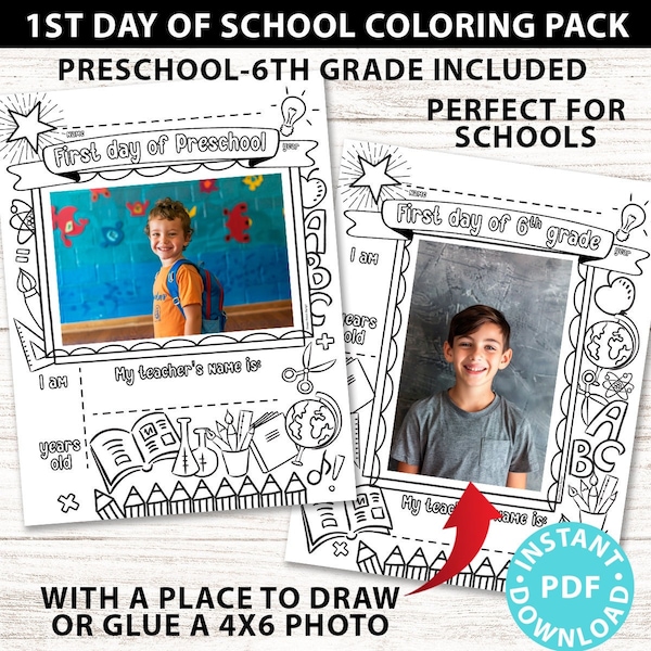 First Day School Coloring Sheet Etsy First Day School Coloring Sheet Etsy