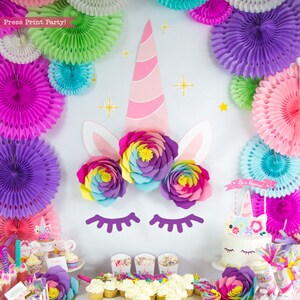 unicorn cake topper printable unicorn party unicorn horn etsy