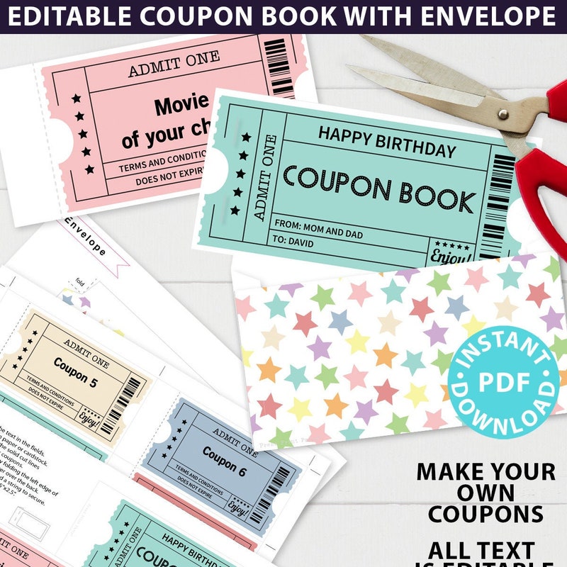 Blank Coupon Book Template Etsy