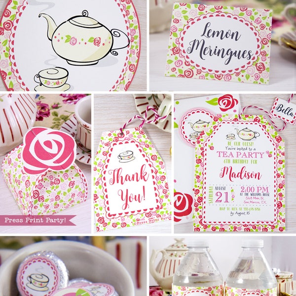 Tea Party Printables, Tea Party Decorations, A Baby is Brewing, Bridal Shower Tea Party, Birthday Tea Party, Baby Shower, INSTANT DOWNLOAD