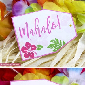 Luau Favor Tags, Hawaiian Favor Tags, Luau Party Supplies, Luau Birthday, Thank You Tag, Luau Gift Tag, Moana Favor Tag, INSTANT DOWNLOAD