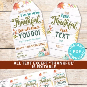EDITABLE Thank You for All You Do Tag Fall Thank You Tag Printable Staff Appreciation Thank You Tag for Teacher Fall Treat Tag Thanksgiving