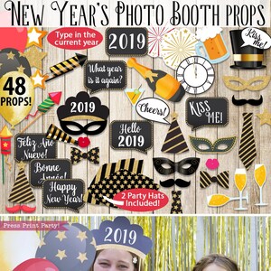 New Years Props Printable, Photo Booth Props, New Years Eve Decorations, Photography, Edit the ...