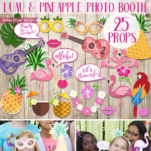 Luau Party Decorations Printable Props, Luau Photo Booth Props, Hawaiian Party Decorations, Moana, Pineapple, Flamingo, INSTANT DOWNLOAD image 1