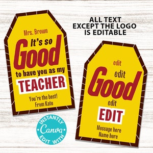 Good Thank You Gift Tag Printable Teacher Appreciation Week Nurse Assistant Staff Student It&#39;s so Good Pun Chocolate Candy Favor