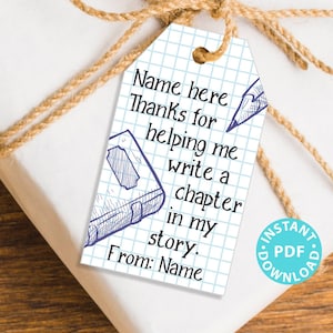 EDITIERBARE Geschenkanhänger für Lehrer zum ausdrucken, Danke Geschenk für Lehrer, "...schreib ein Kapitel in meiner Geschichte" SOFORT DOWNLOAD."