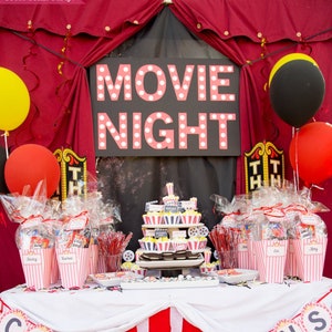 Movie Night Party Decorations Printables RED Vintage, Movie Night Ticket  Invitation, Birthday Party, Movie Night Sign Decor INSTANT DOWNLOAD 